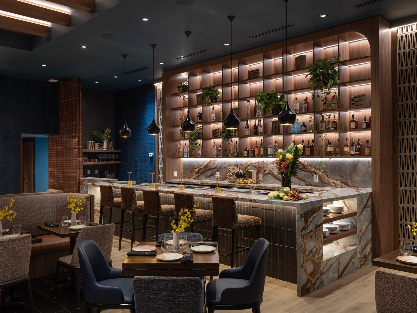 KOSH restaurant bar and dining room custom millwork